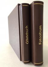 Gästebuch und Fotoalbum in Ziegenleder inklusive passendem Schuber in identischem Design
